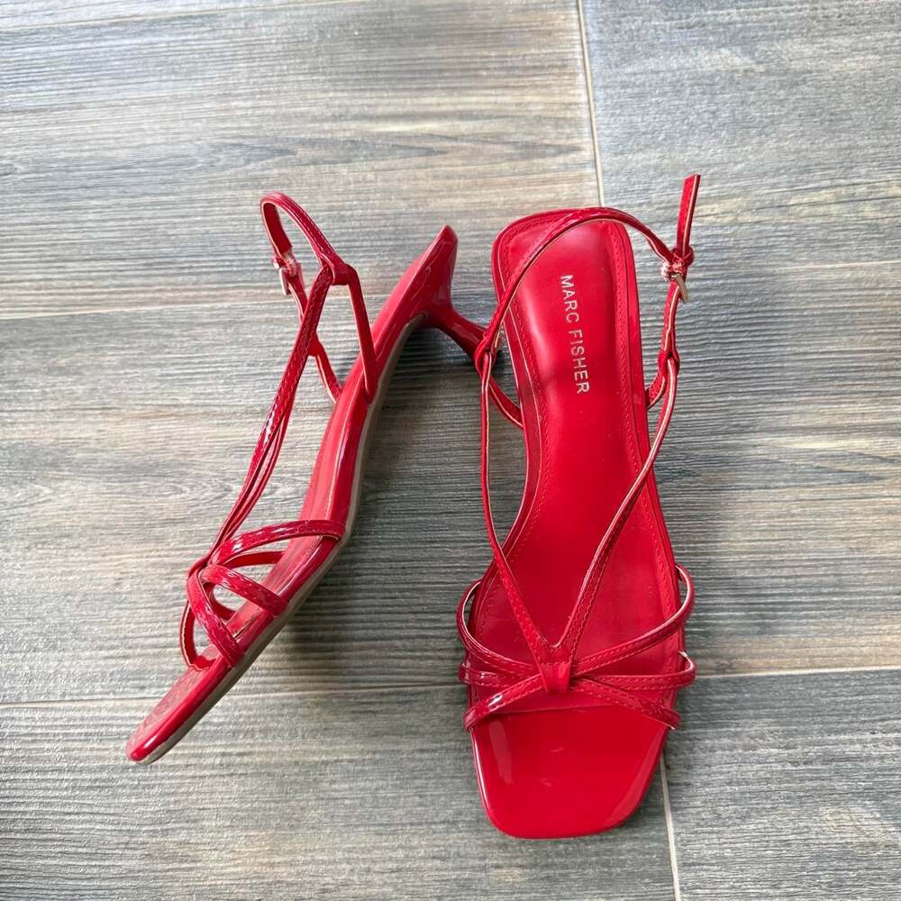 Marc Fisher Women's Red Strappy kitten heel sandals